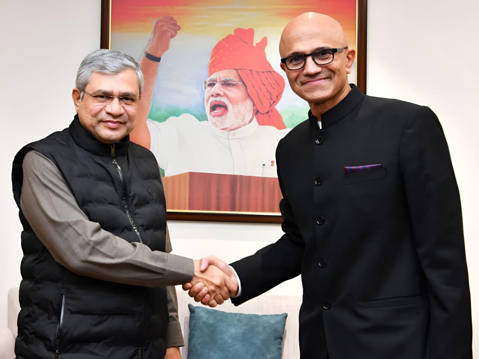 AI and Tech Partnership: Ashwini Vaishnaw Meets Microsoft CEO Satya Nadella