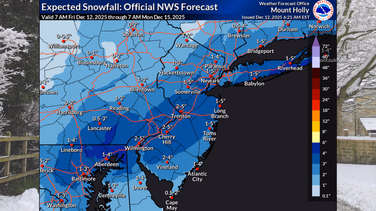 Weekend Storm Replace: Snow Forecast Elevated to 4 Inches for N.J.