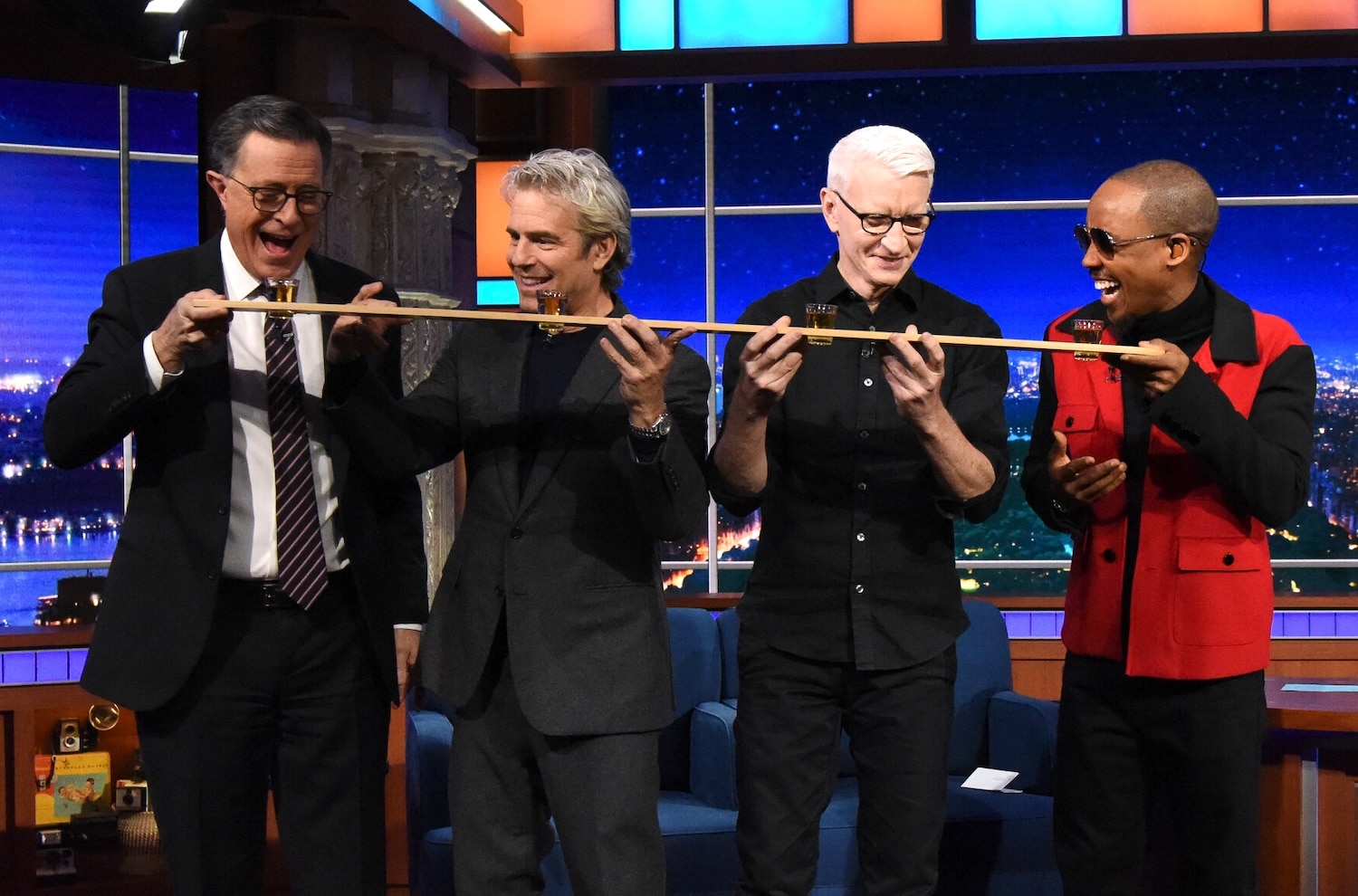 Late Present: Anderson Cooper and Andy Cohen Take Pictures with Colbert