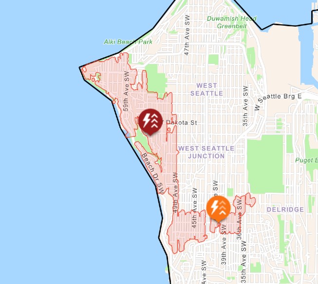 West Seattle Power Outage Affects 5,000 Customers; Tree Down in Junction