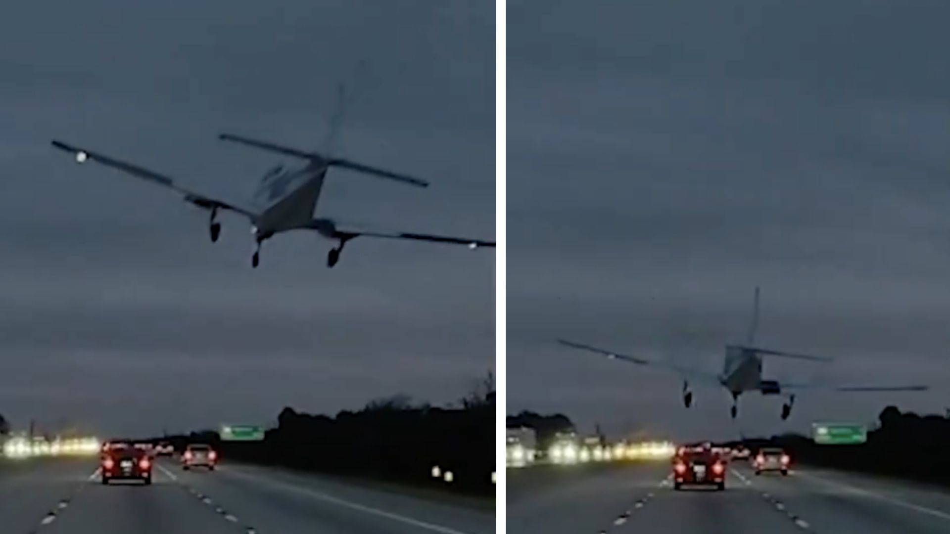 US Airplane Makes Emergency Touchdown on Busy Freeway After Engine Failure